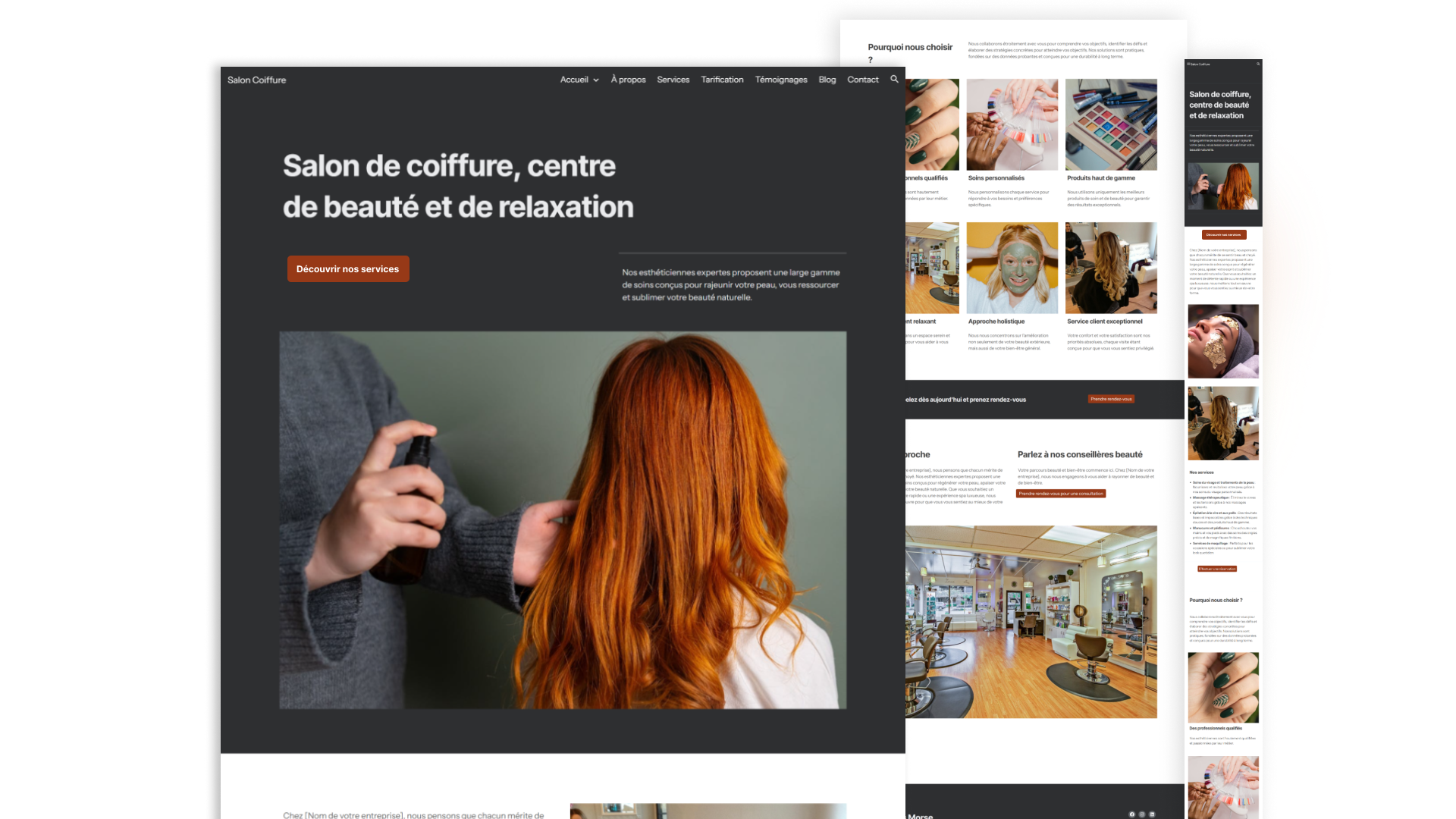 Site vitrine de salon coiffure beauté à Belfort version mobile - Sur Google Sites conception SupremUp